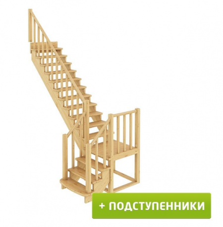 Лестница К-021м с подступенками Л сосна
