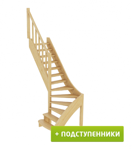 Лестница ЛС-07м/4 с подступенками Л сосна