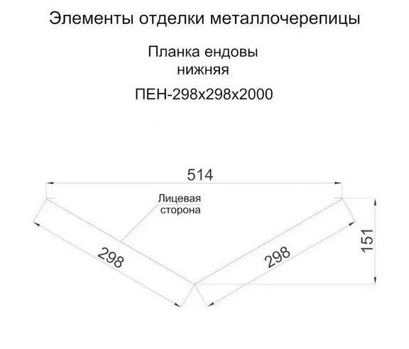 Планка ендовы нижняя 298х298х2000