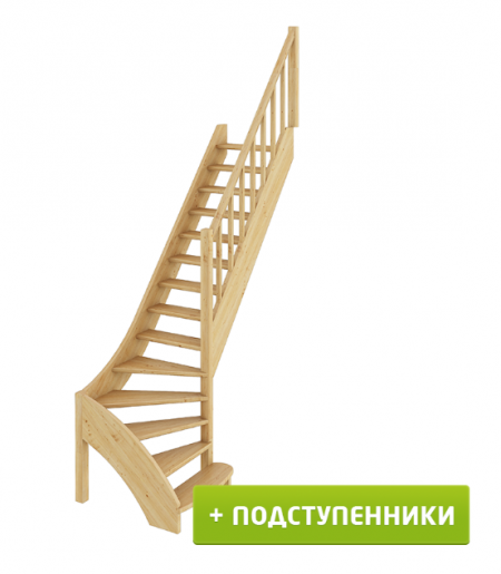 Лестница ЛС-07м/2 с подступенками П сосна