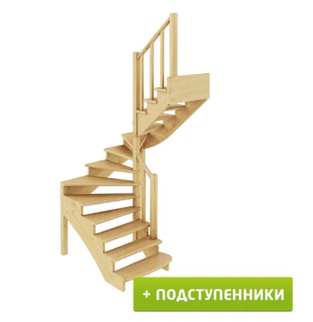 Лестница К-003м/2 с подступенками П бук