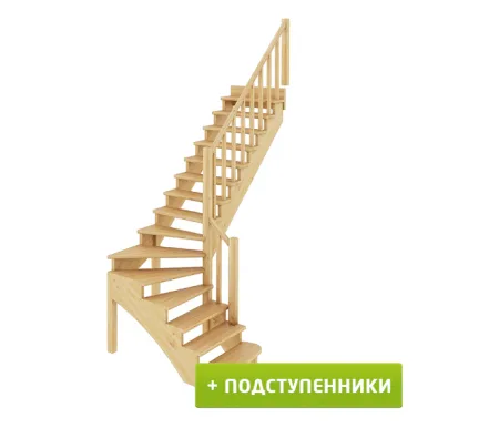 Лестница К-001м/4 с подступенками П дуб