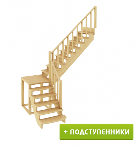 Лестница К-002м/3 с подступенками П бук