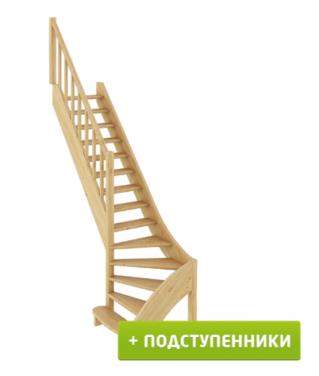 Лестница ЛС-07м/3 с подступенками Л сосна