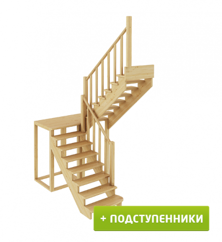 Лестница К-004м/1 с подступенками П бук