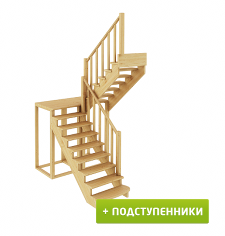 Лестница К-004м/2 с подступенками П бук