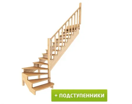 Лестница К-001м/7 с подступенками П дуб