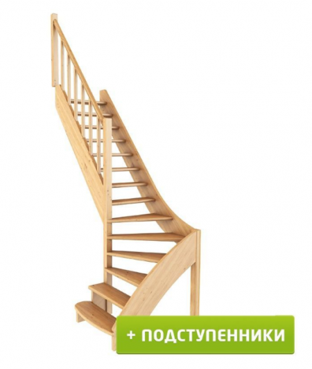 Лестница ЛС-07м/5 с подступенками Л сосна