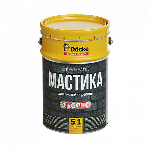 Мастика для гибкой черепицы Docke PIE, 5,1 кг